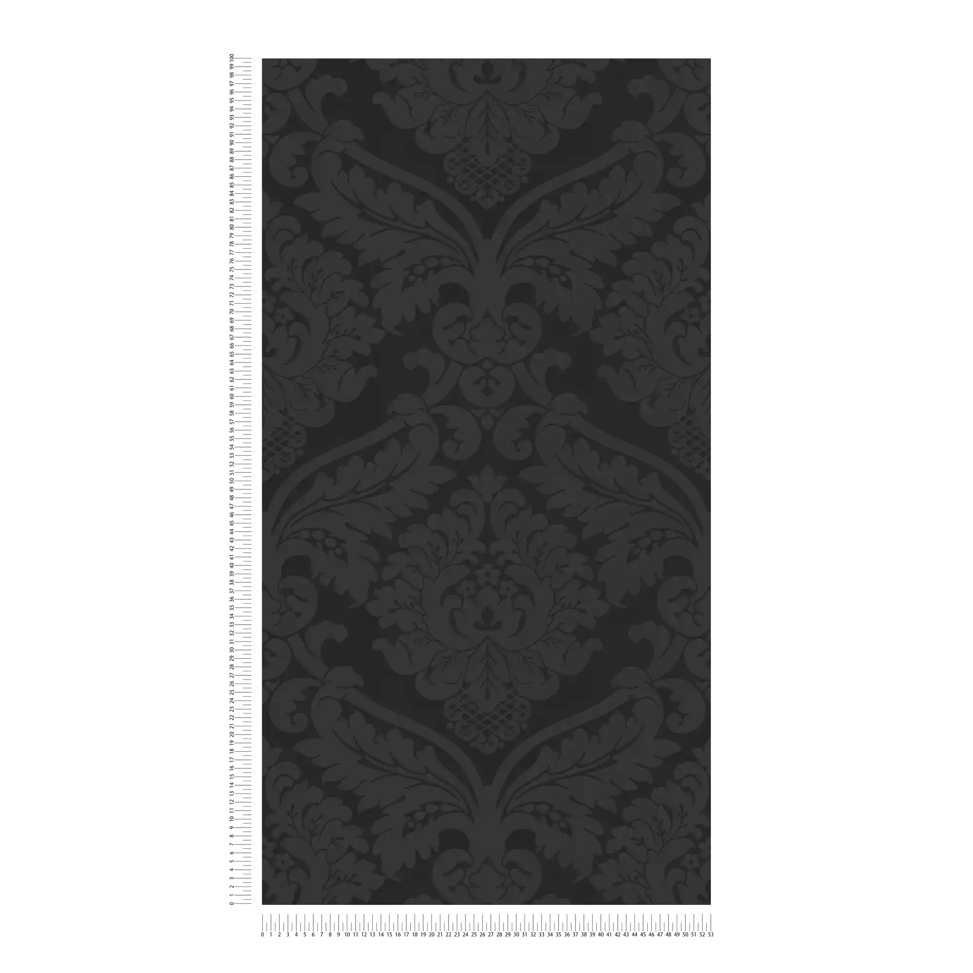             Baroque ornament wallpaper with matte & gloss effect - black
        