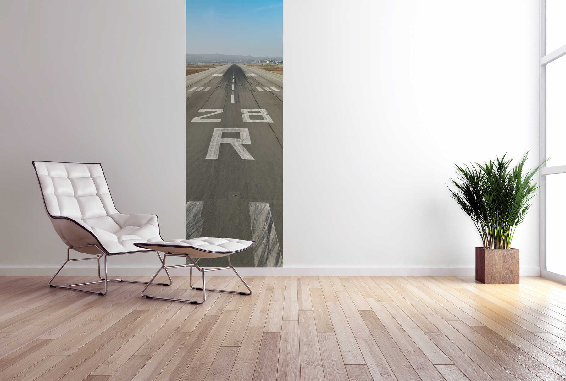             Modern fotobehang luchthaven landingsbaan op premium glad vlies
        
