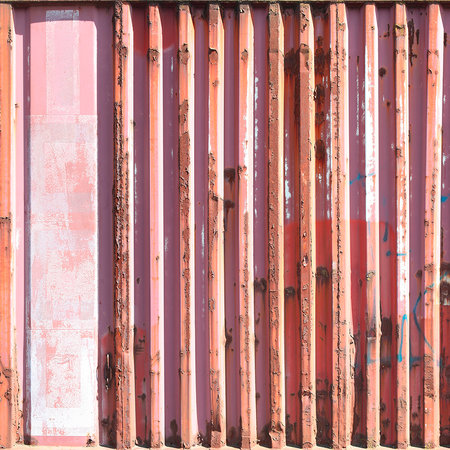         Red metal container mural
    