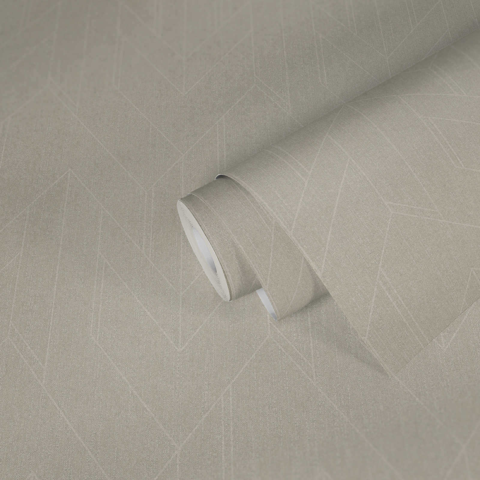             Papier peint gris clair aspect textile avec motif brillant de style rétro - Gris
        
