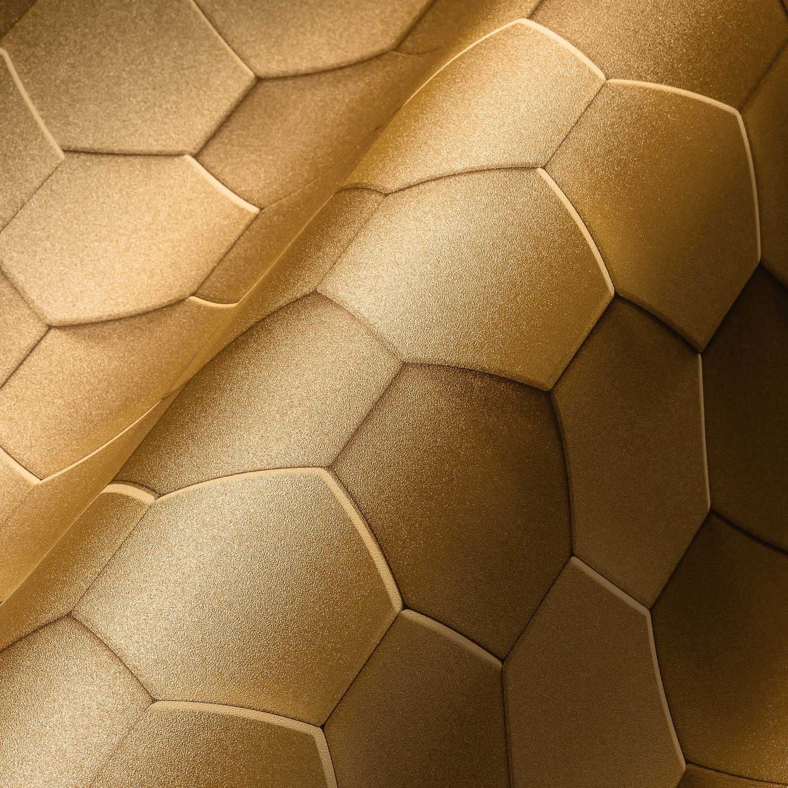             Carta da parati 3D esagonale con motivo grafico a nido d'ape - beige
        
