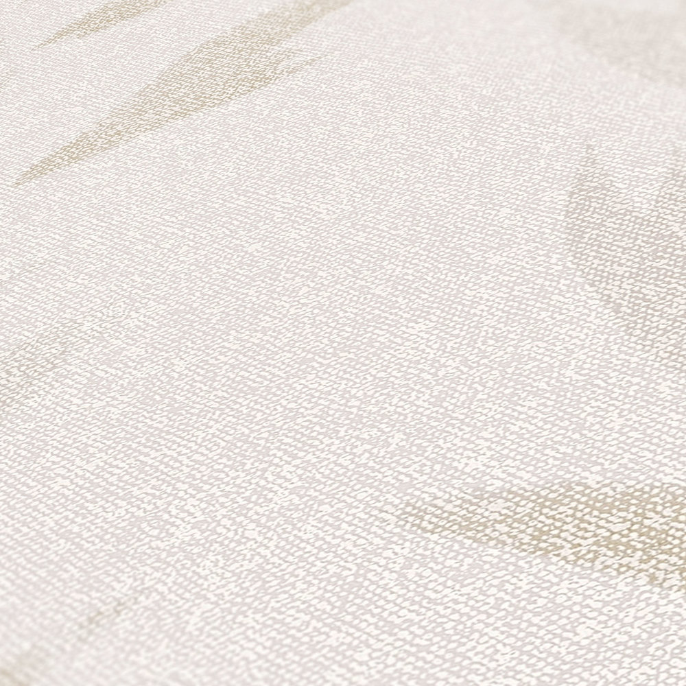             Vliesbehang bladmotief abstract, textiellook - crème, beige
        