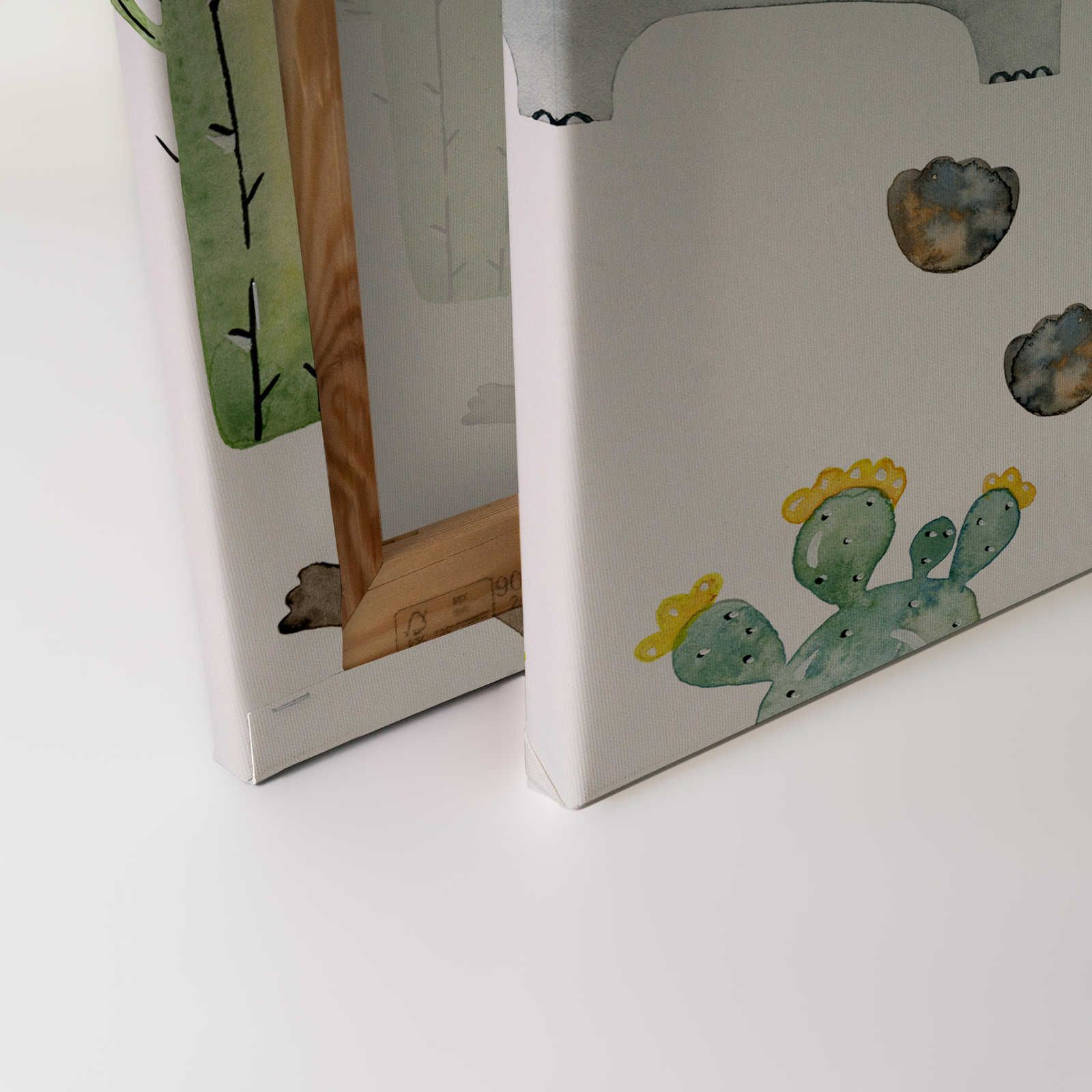             Toile avec animaux et cactus - 120 cm x 80 cm
        