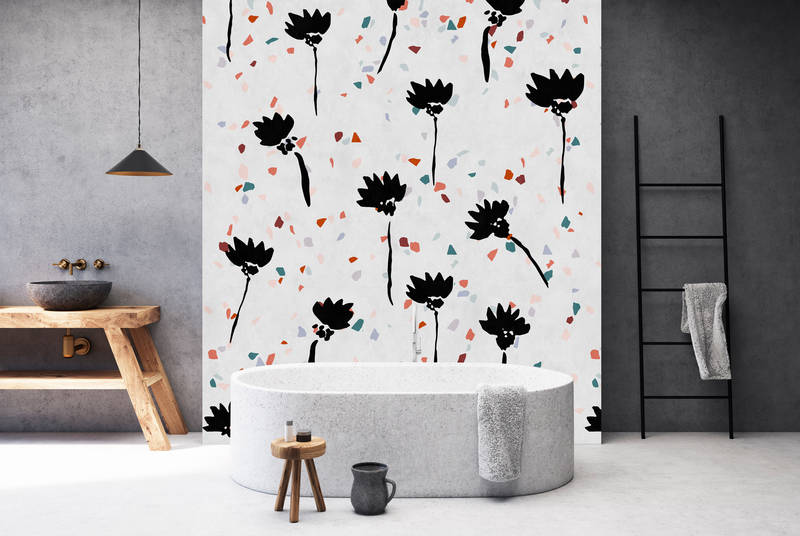            Terrazzo 2 - wallpaper in blotting paper structure terrazzo patterned, stone look - grey, red | structure non-woven
        