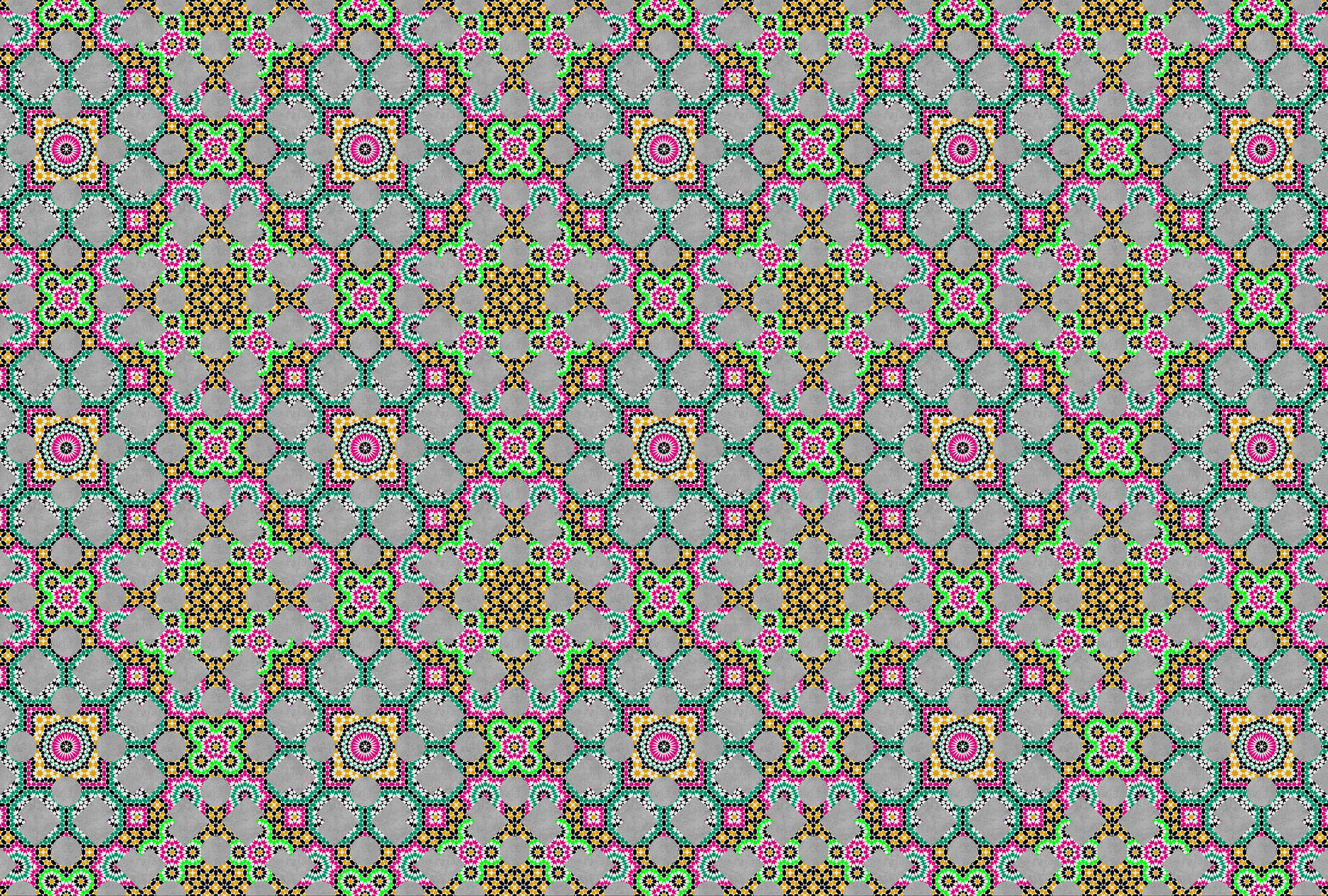             Colorful photo wallpaper with kaleidoscope effect - grey, pink
        