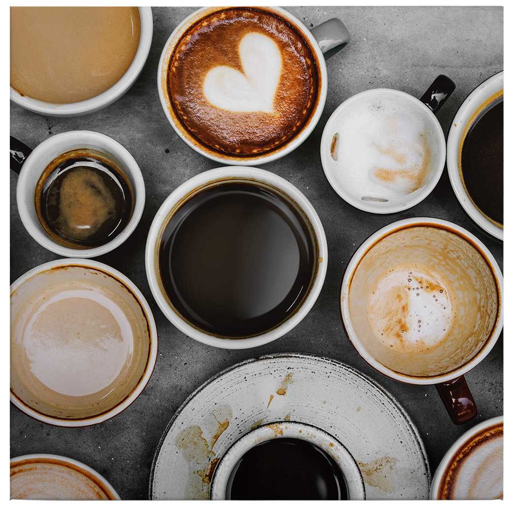             Square canvas print coffee cups – colourful
        