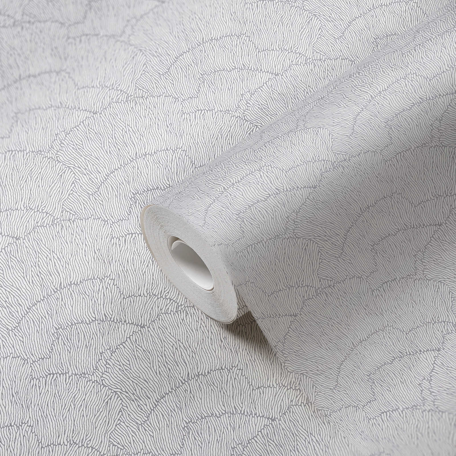             Carta da parati in tessuto non tessuto con motivo astratto - argento, bianco, metallizzato
        