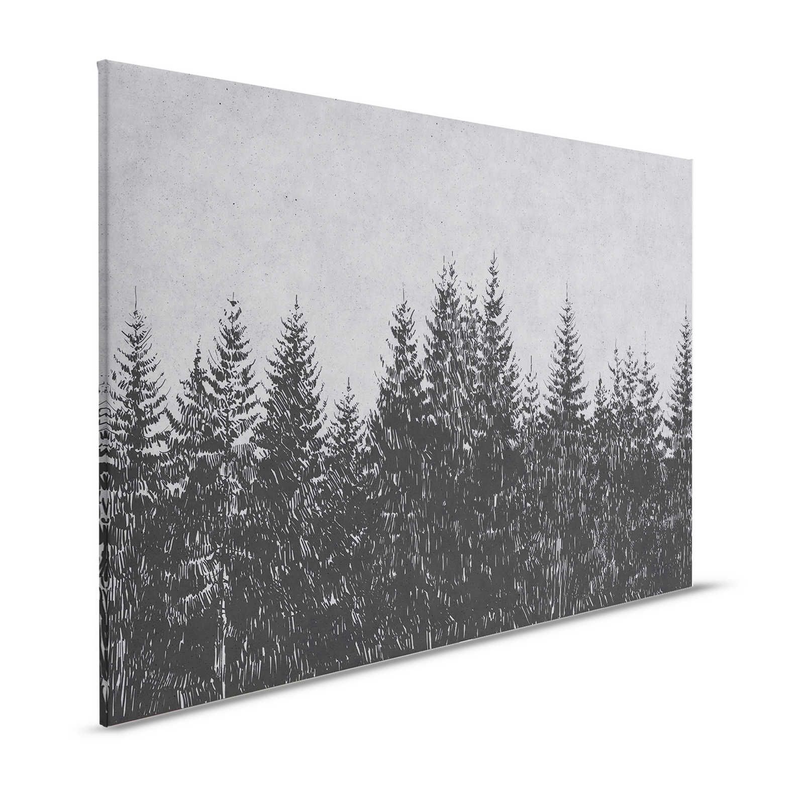 Canvas painting Fir forest in drawing style - 1,20 m x 0,80 m
