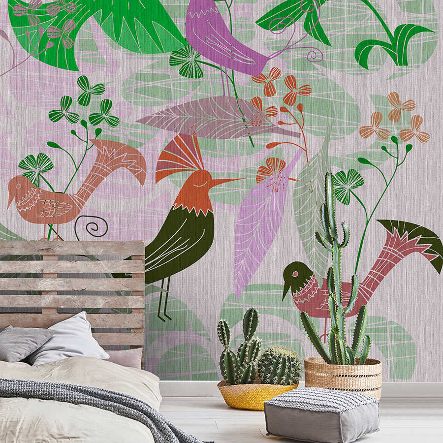 Birdland 2 - Scandinavische stijl retro vogel patroon behang
