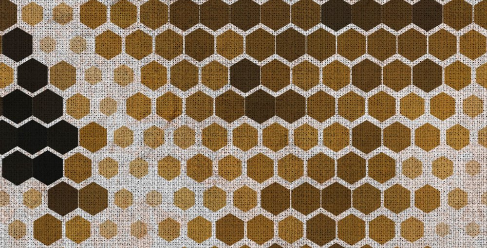             Big three 1 - Carta da parati con stampa digitale in look cemento con lupo - struttura in lino naturale - beige, marrone | pregiato tessuto non tessuto liscio
        