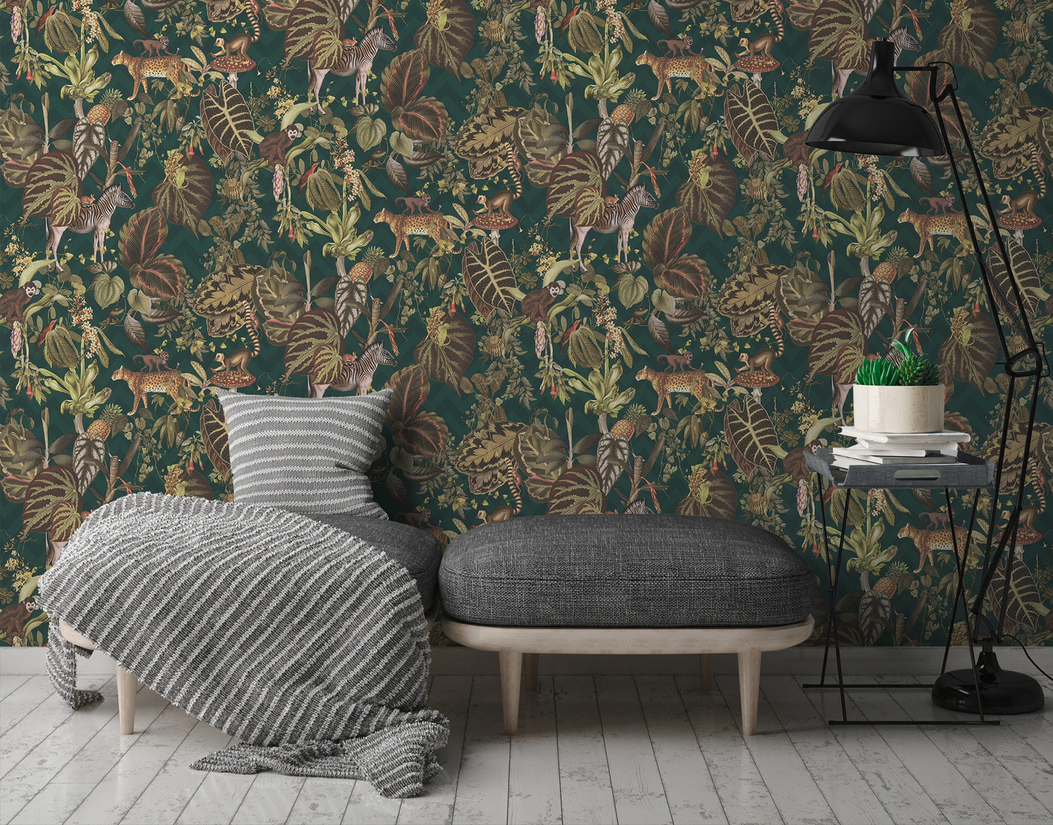 Jungle wallpaper in the living room, wild nature and animal motifs by Michalsky Living, article AS379902