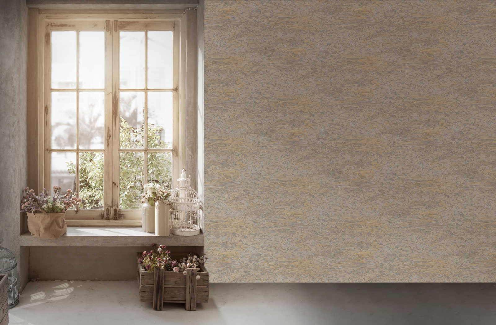             Marbled wallpaper abstract design - beige, grey, cream
        