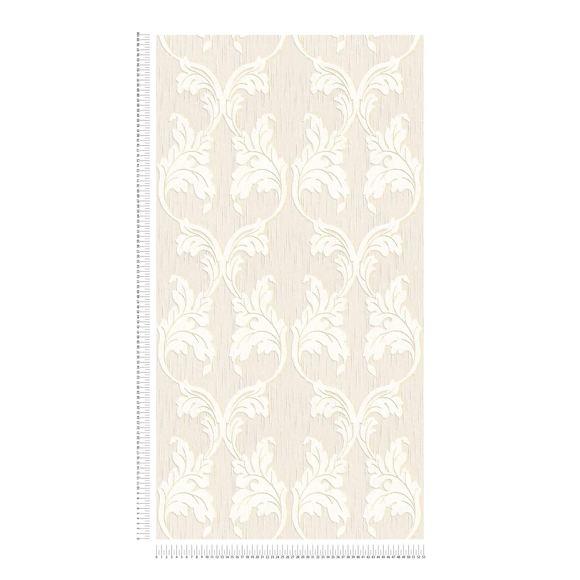             Premium textile wallpaper with ornament vines - beige, cream, gold
        