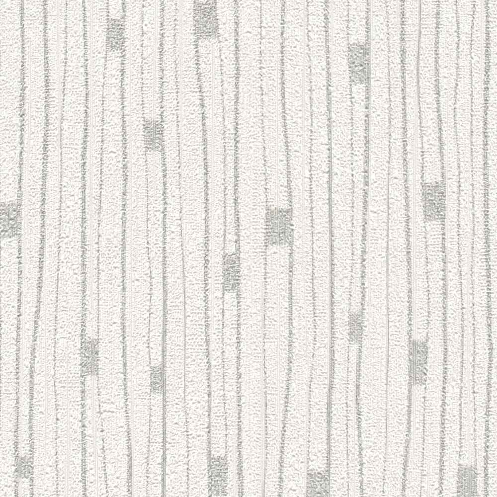             Papel pintado retro de líneas de los años 50 - blanco, metálico
        