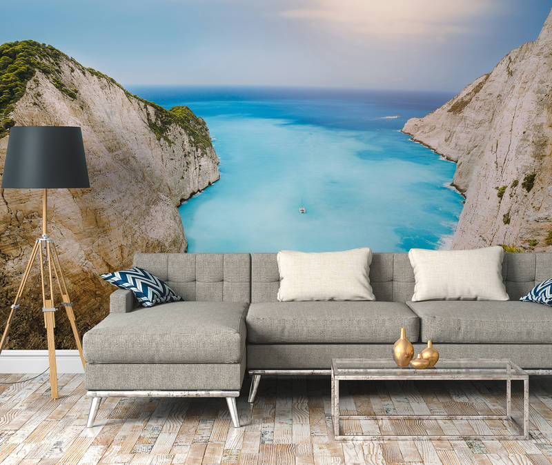             Mural vistas griegas - Azul, Marrón, Verde
        