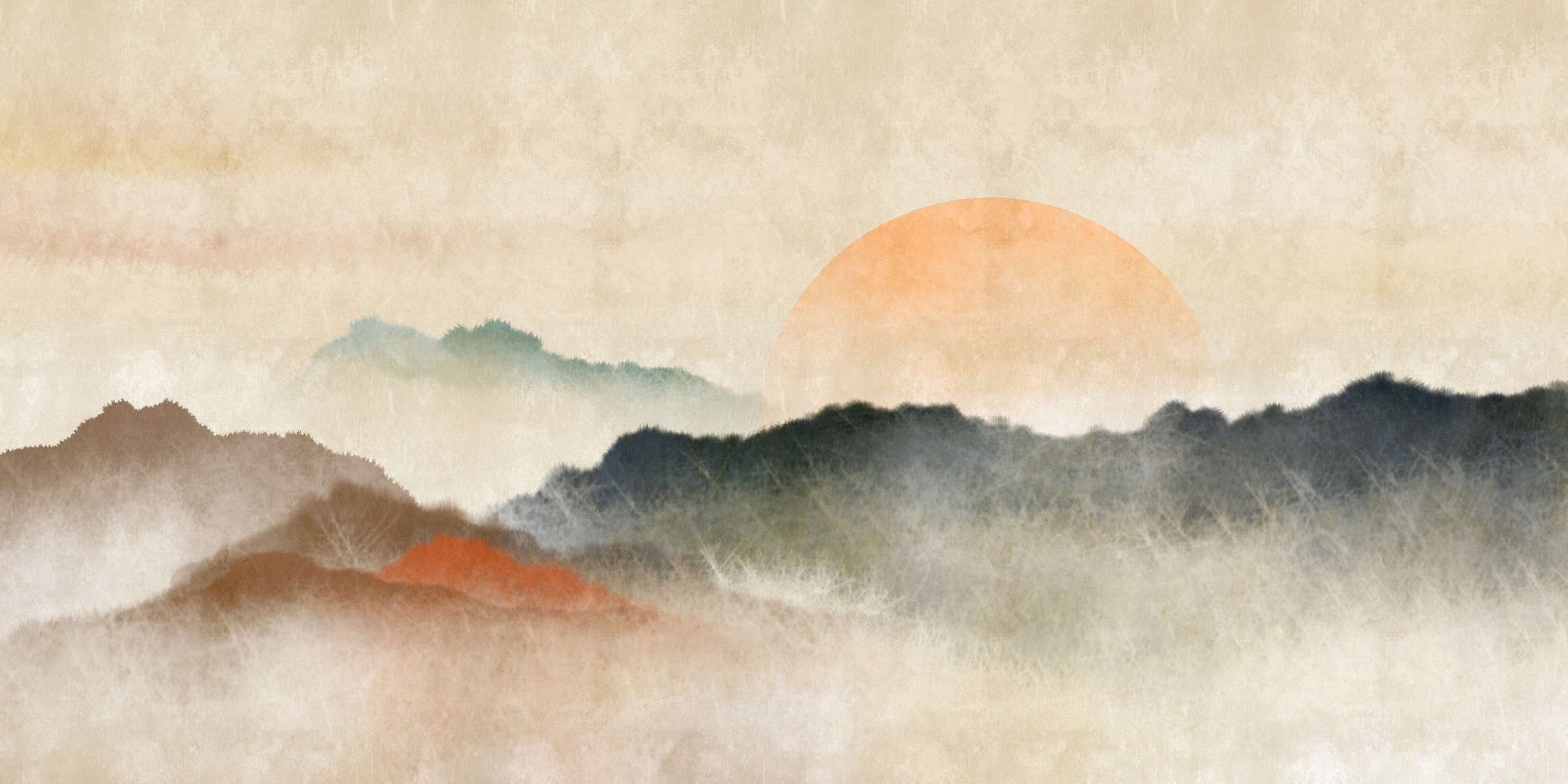             Akaishi 3 - Zonsopgang Behang, Azië Stijl Kunstdruk
        