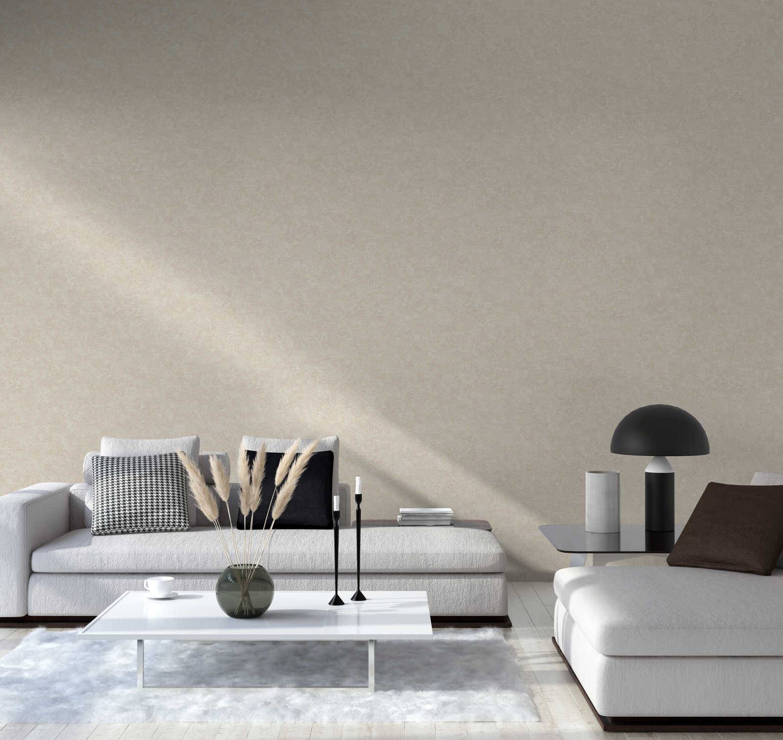             Textured wallpaper plain mottled - beige, brown
        
