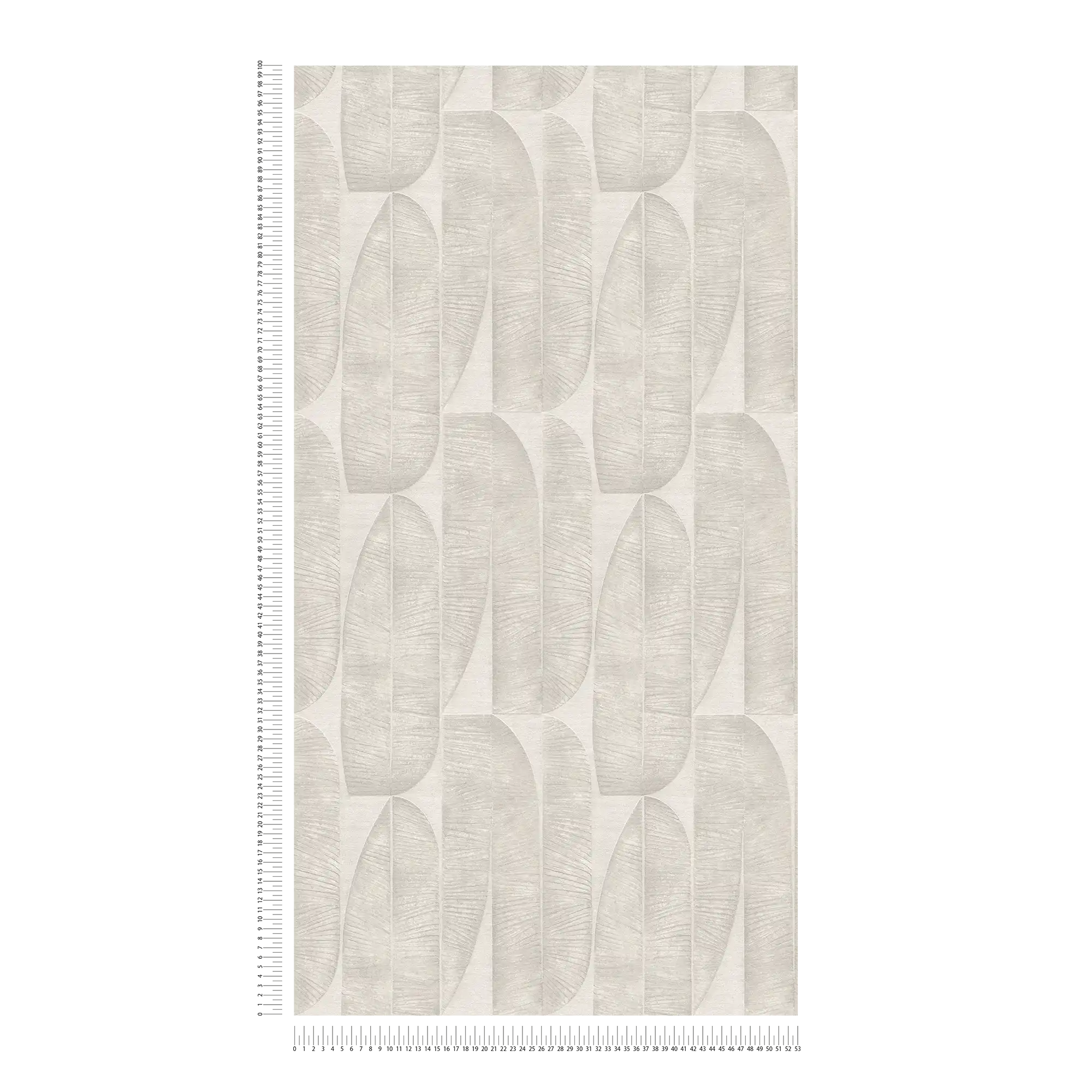             Non-woven wallpaper with geometric floral pattern - grey, beige
        