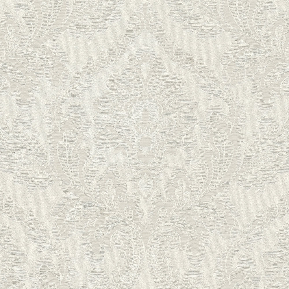             Metallic effect wallpaper with floral ornaments - beige, yellow
        