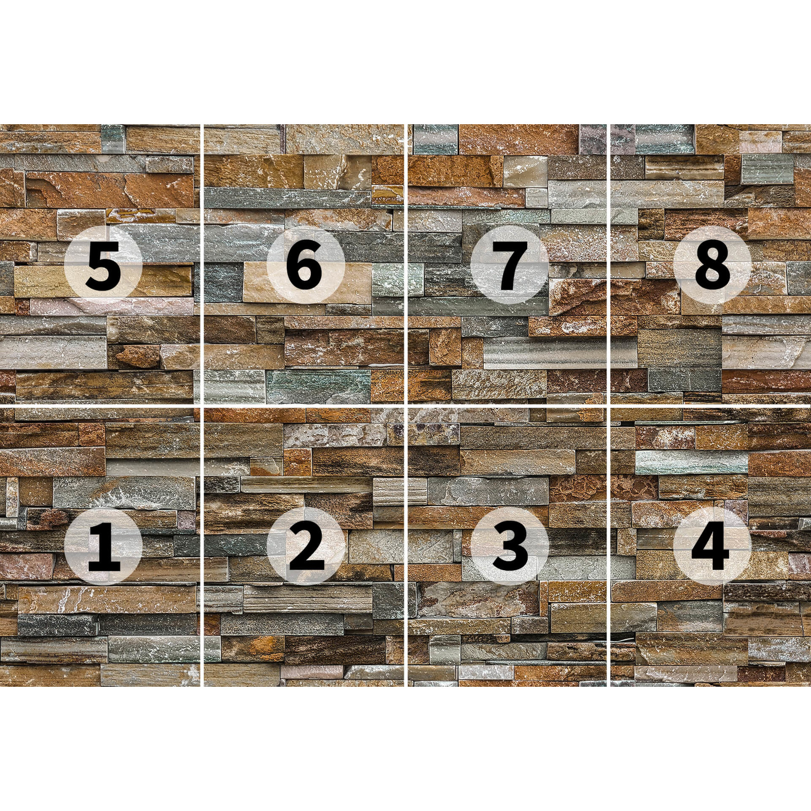            Stone wall mural with 3D brickwork - brown, grey
        