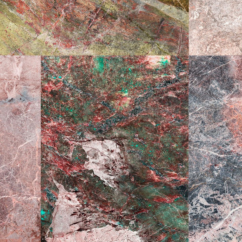             Photo wallpaper »mixed marble« - Marble patchwork design - Colourful | Smooth, slightly shiny premium non-woven fabric
        