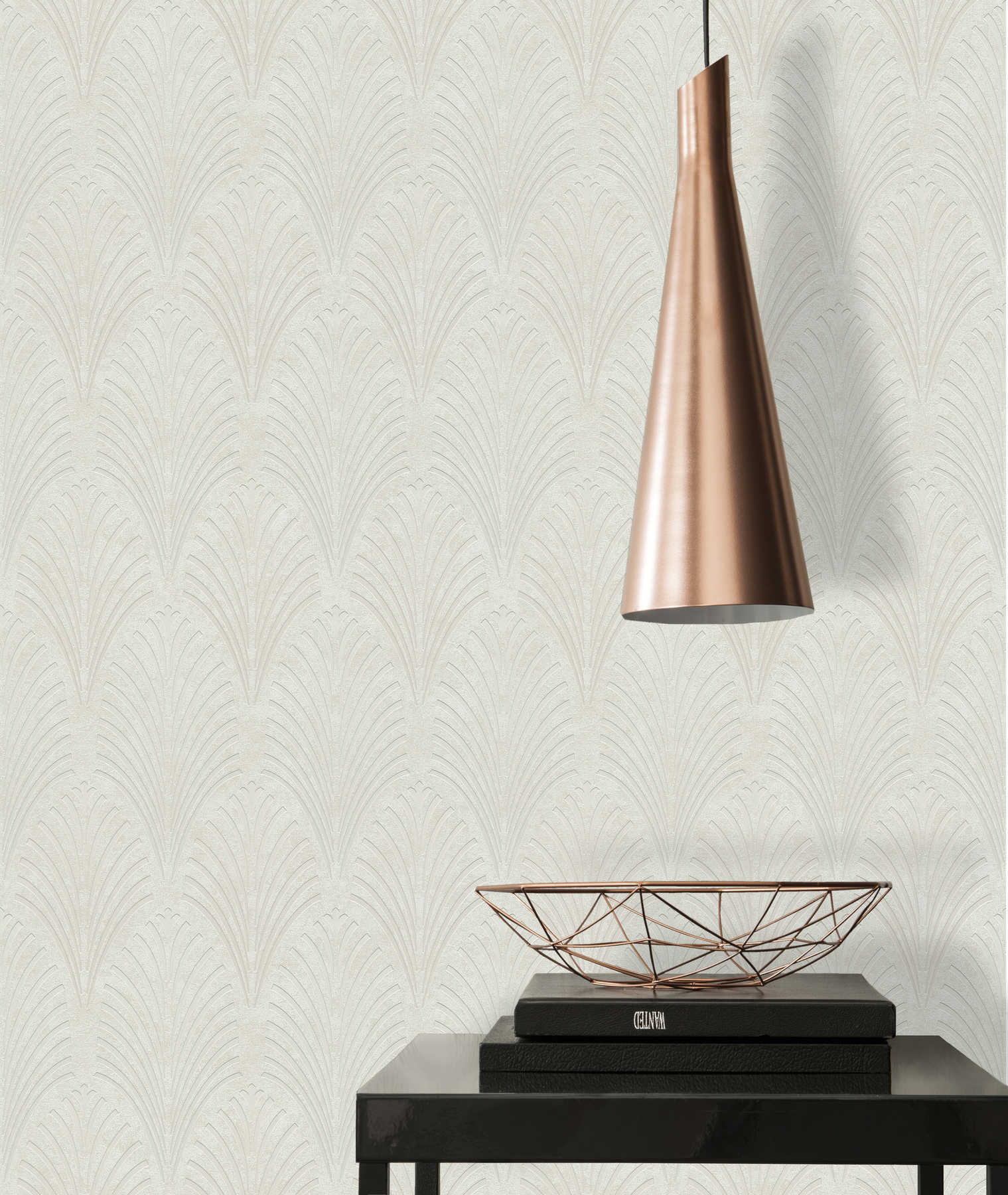             Retro behang Art Deco stijl met geometrisch patroon - crème, grijs, beige
        