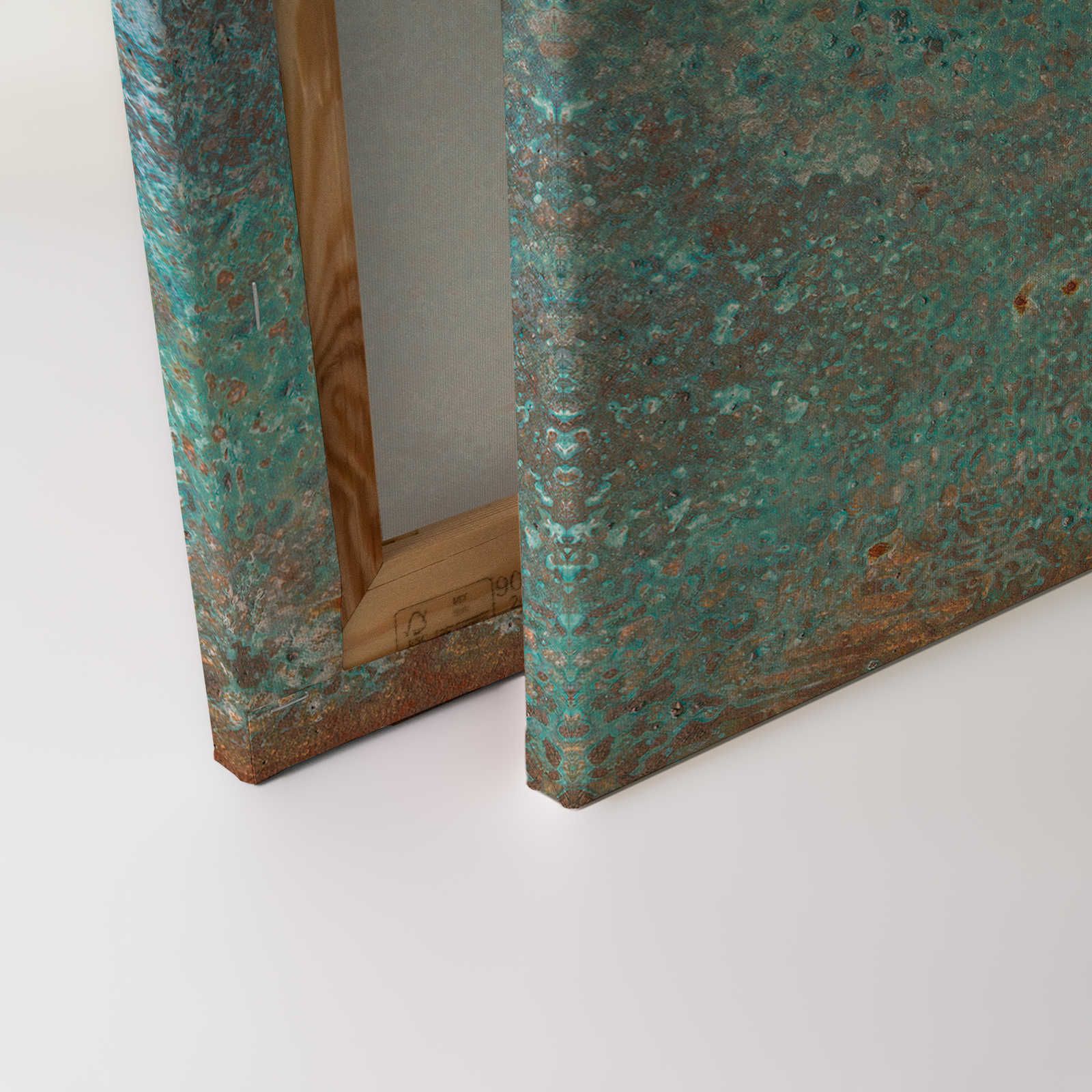             Toile aspect métal patine turquoise avec rouille - 1,20 m x 0,80 m
        