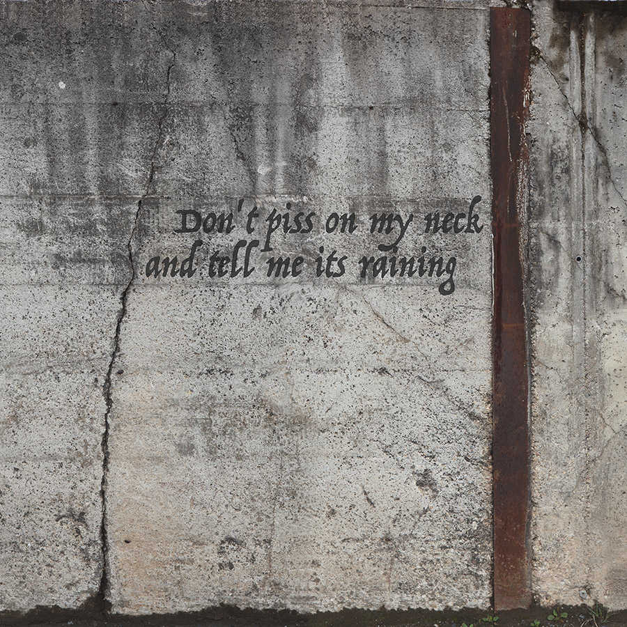 Photo wallpaper old concrete wall and lettering - pearlescent smooth fleece
