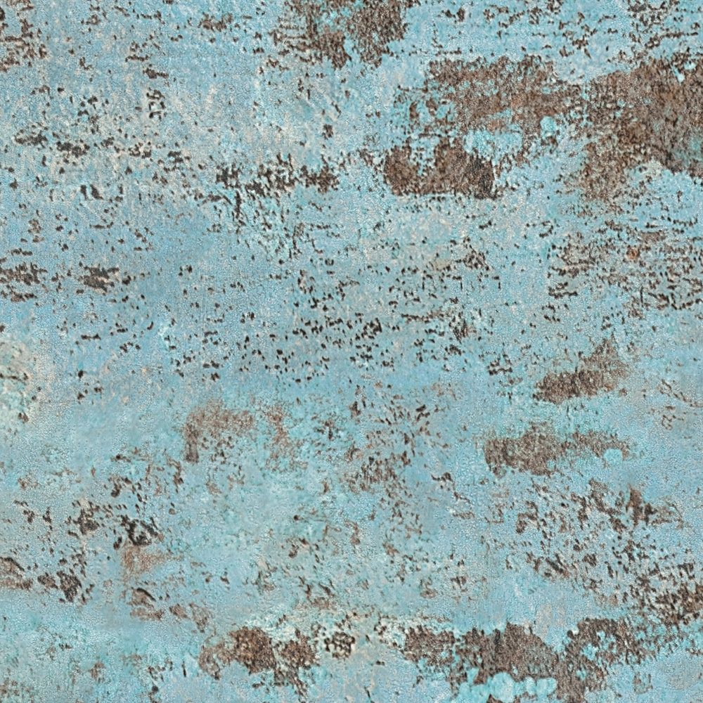             Papel pintado no tejido Óptica oxidada Diseño metálico oxidado - azul, marrón
        