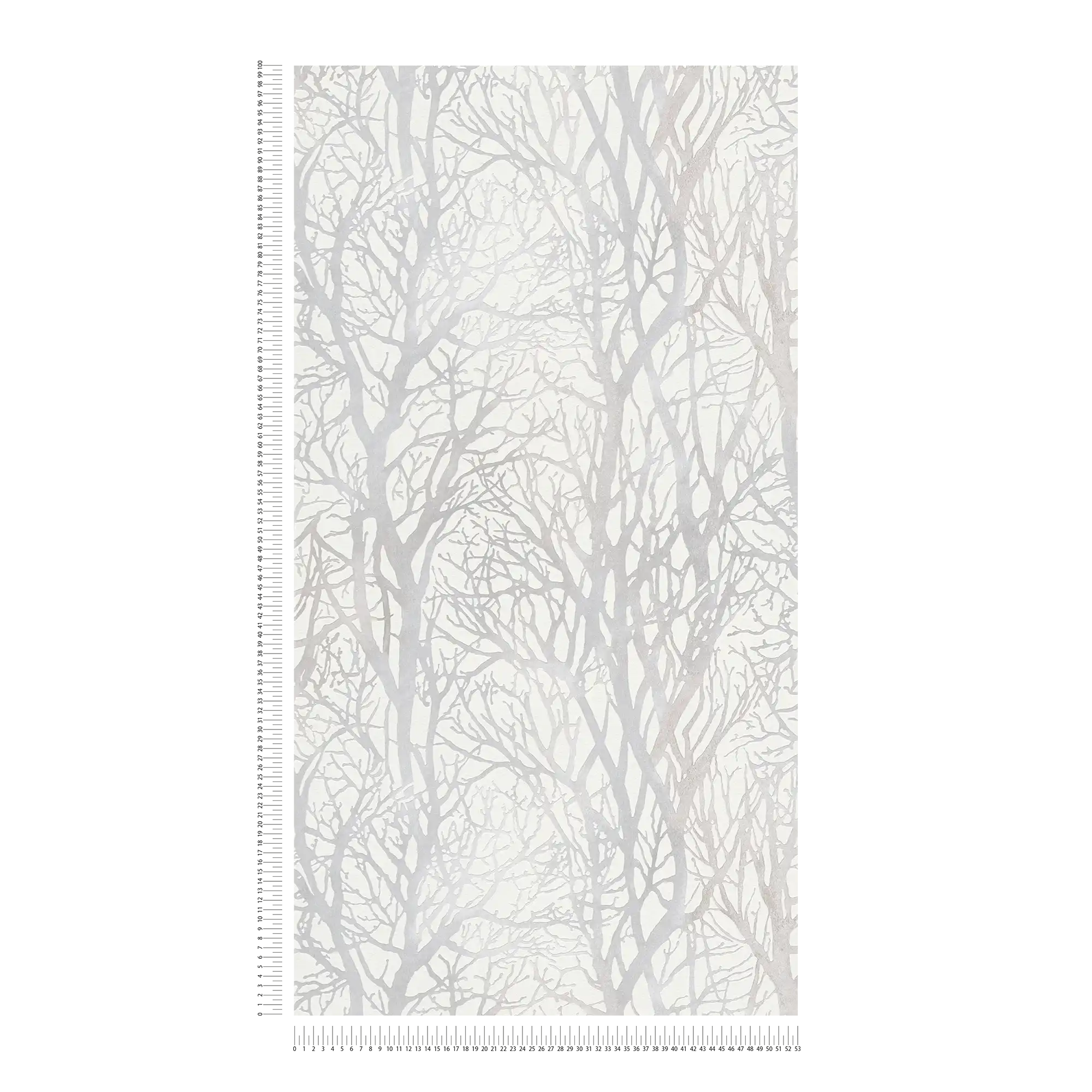             Silver grey wallpaper with branches motif and metallic effect - white, silver
        