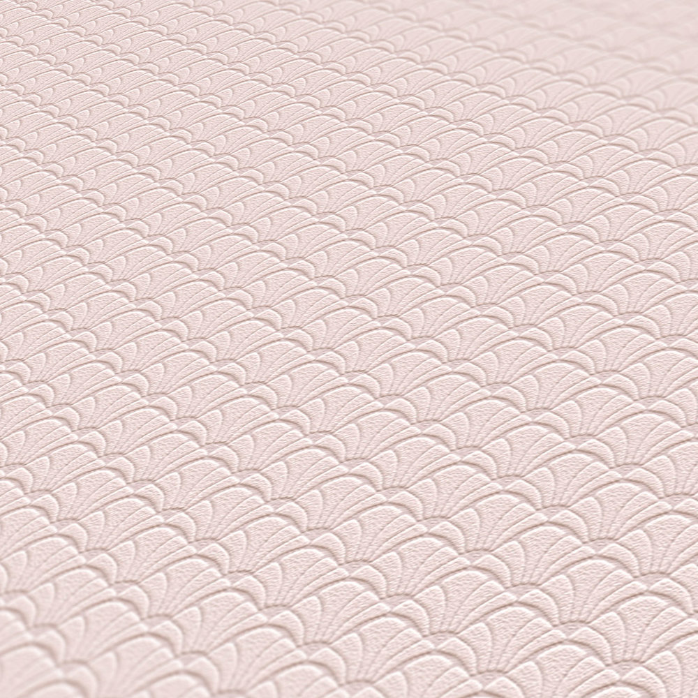            Papier peint motifs structurés en filigrane dans un design de coquillages - rose
        