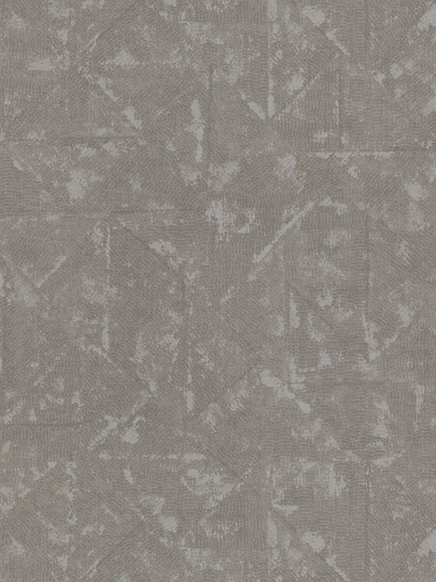 Plain non-woven wallpaper in grey, asymmetrical details - grey, silver
