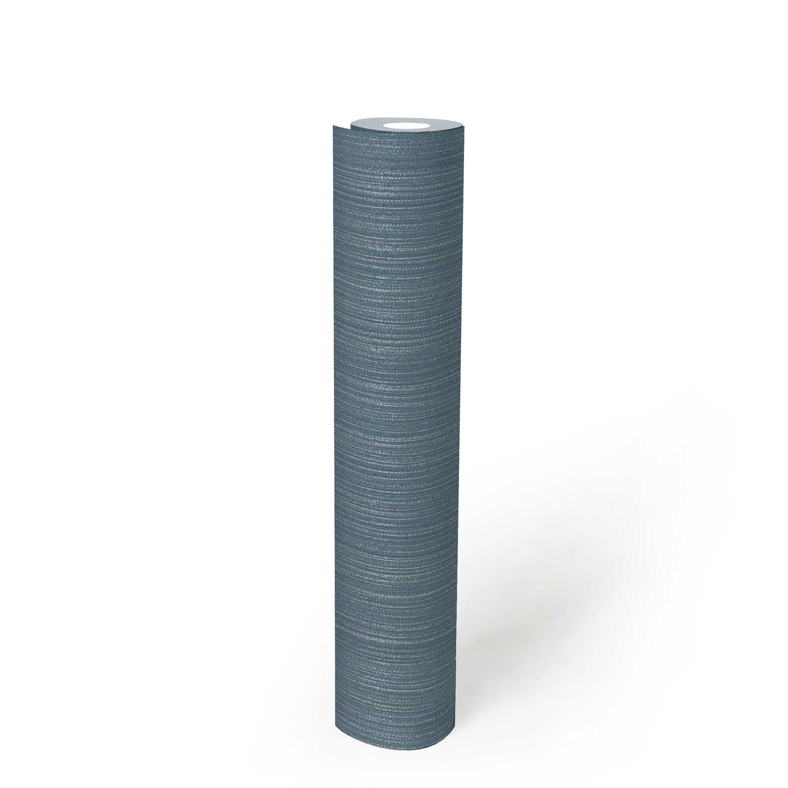             Papier peint uni gris-bleu aspect textile - bleu, métallisé
        
