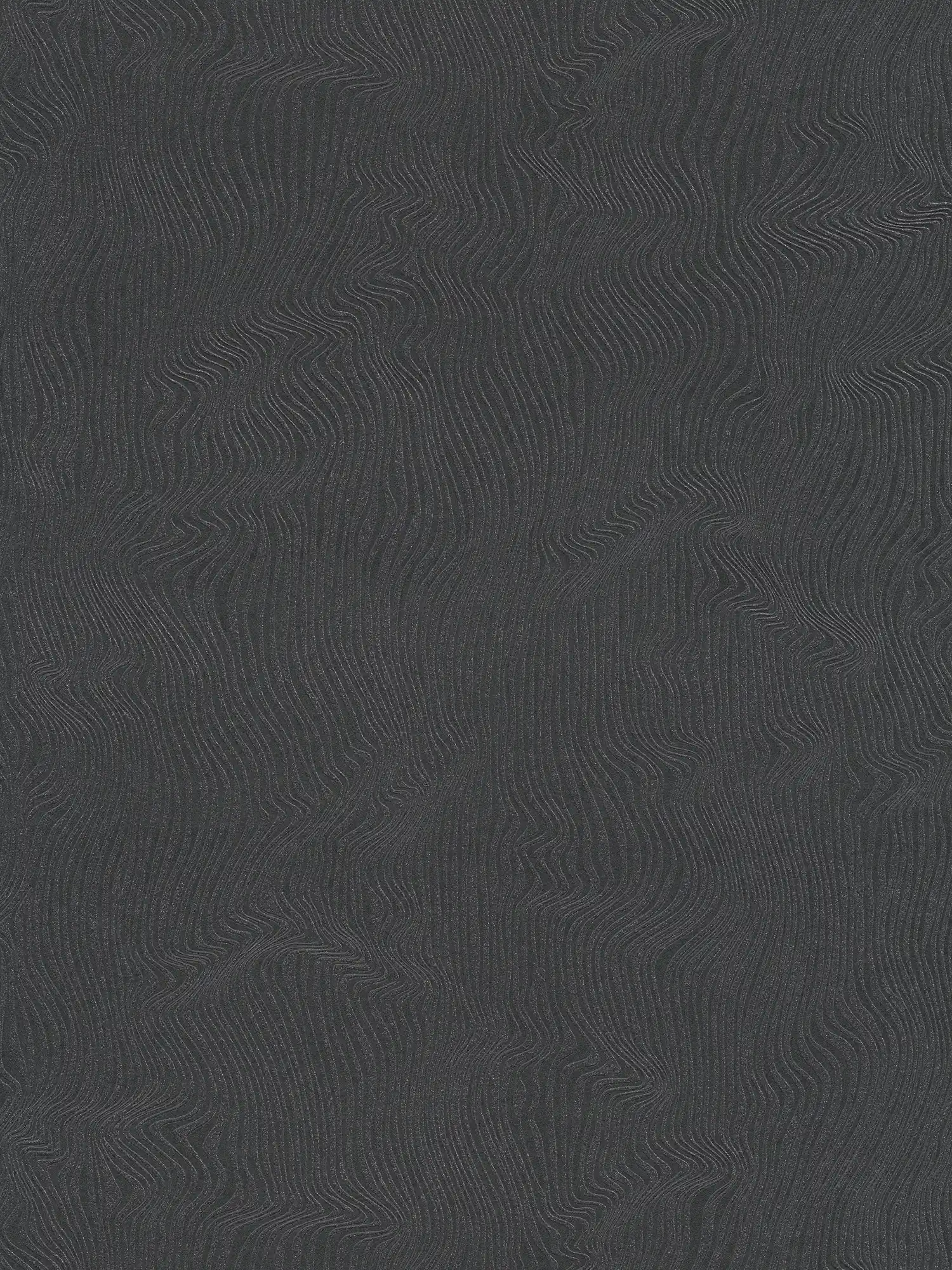 Effen behang met bewegend lijnenspel - zwart
