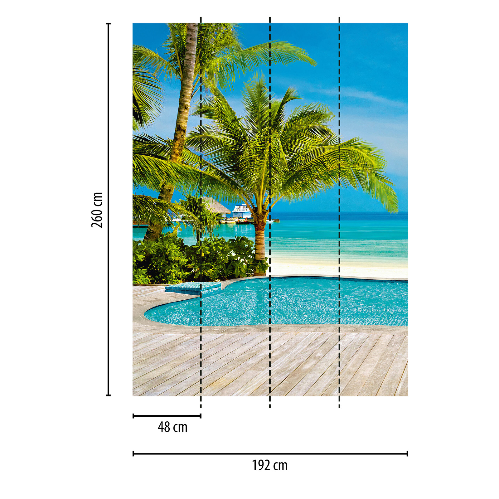             Papel pintado Wellness Playa y Piscina en formato vertical
        