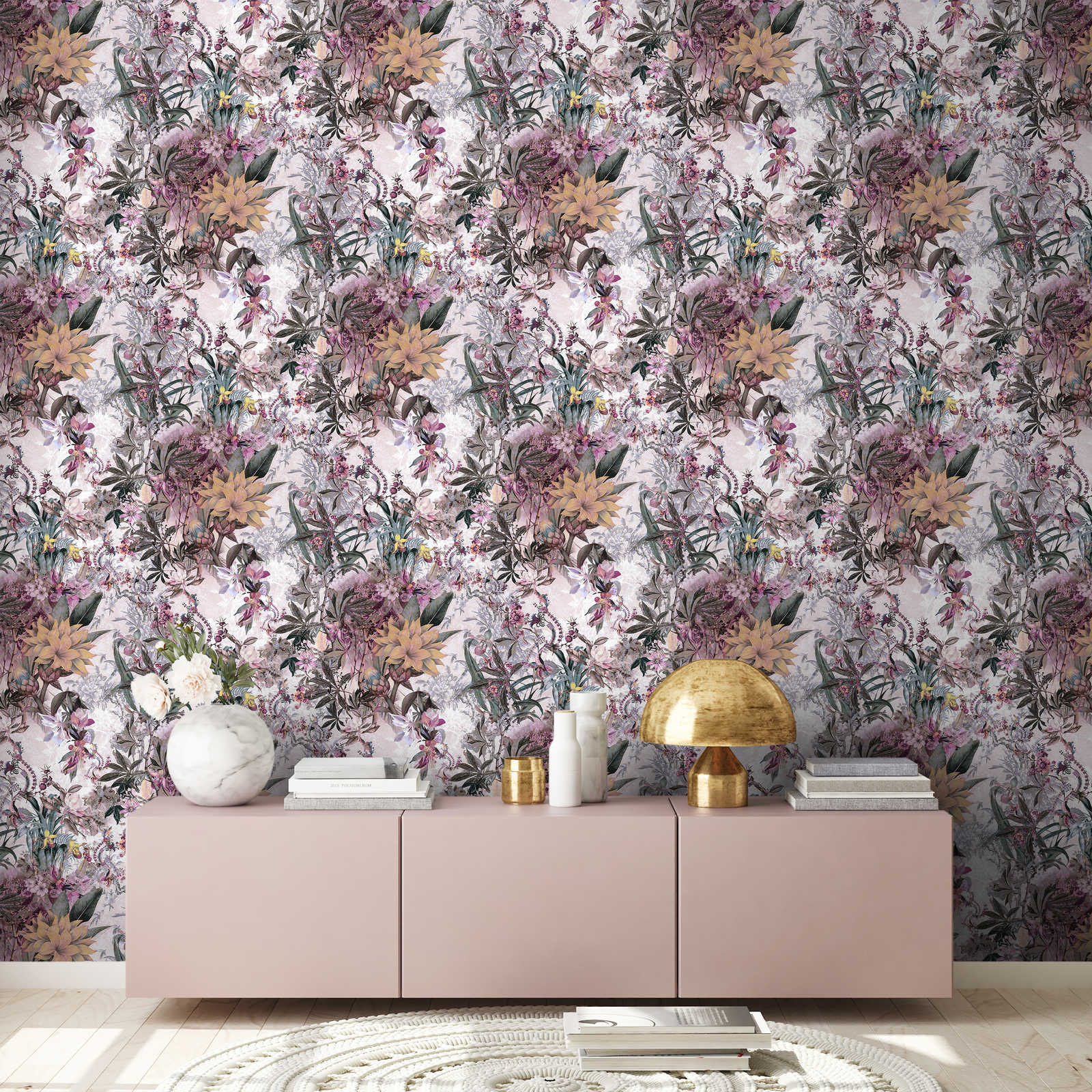             Motif wallpaper flowers design with floral pattern - multicoloured
        