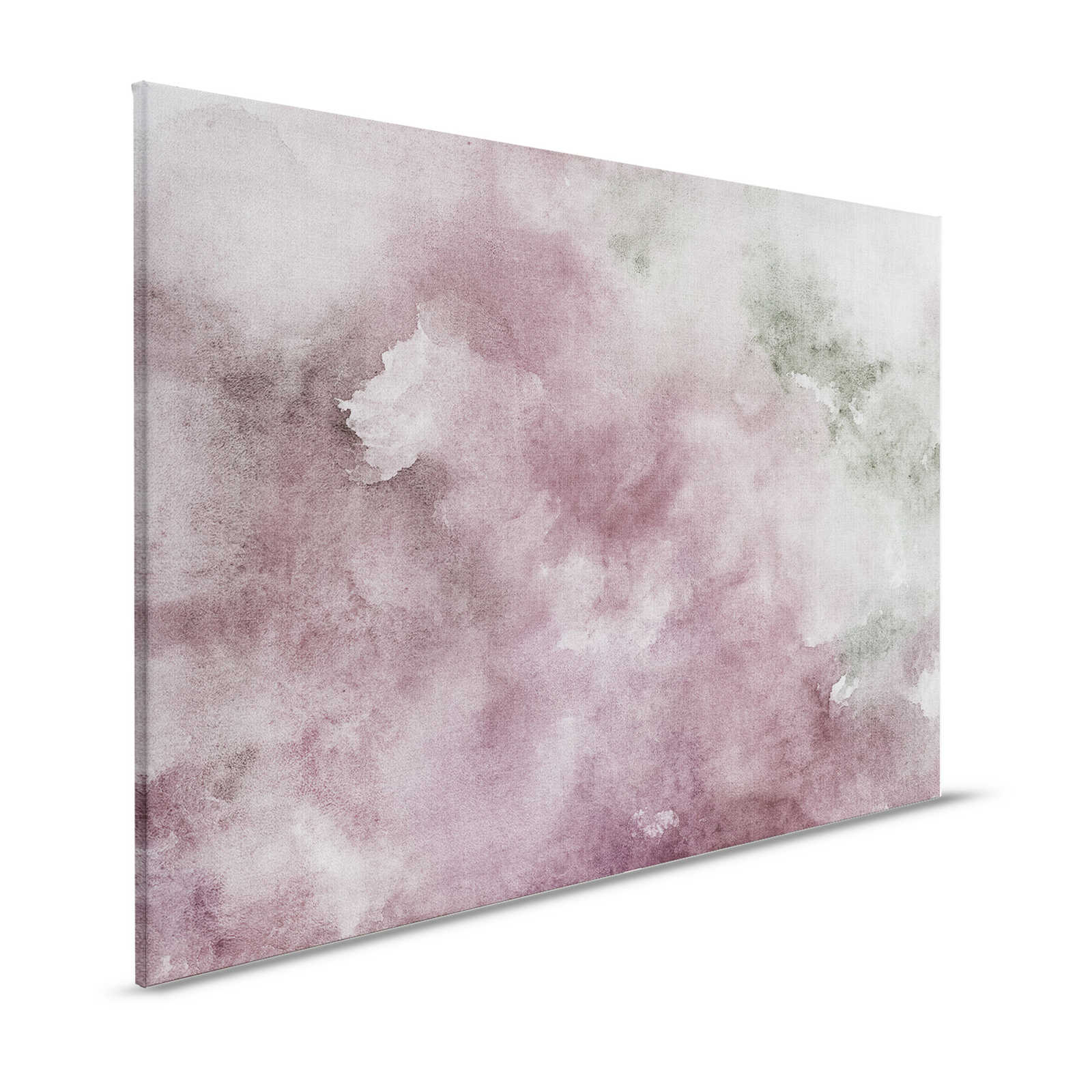 Acquerelli 2 - Quadro su tela motivo acquerello viola - aspetto lino naturale - 1,20 m x 0,80 m
