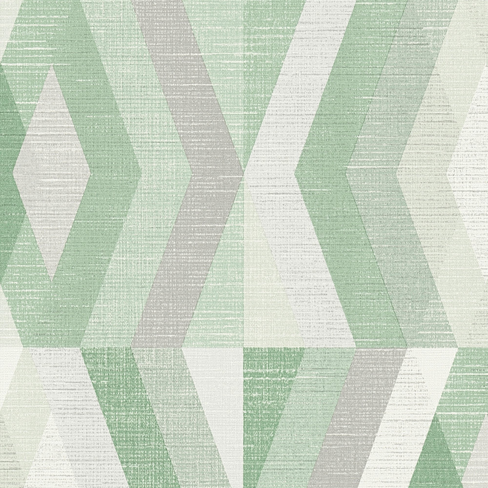             Carta da parati in stile scandinavo con motivo geometrico - verde, grigio
        