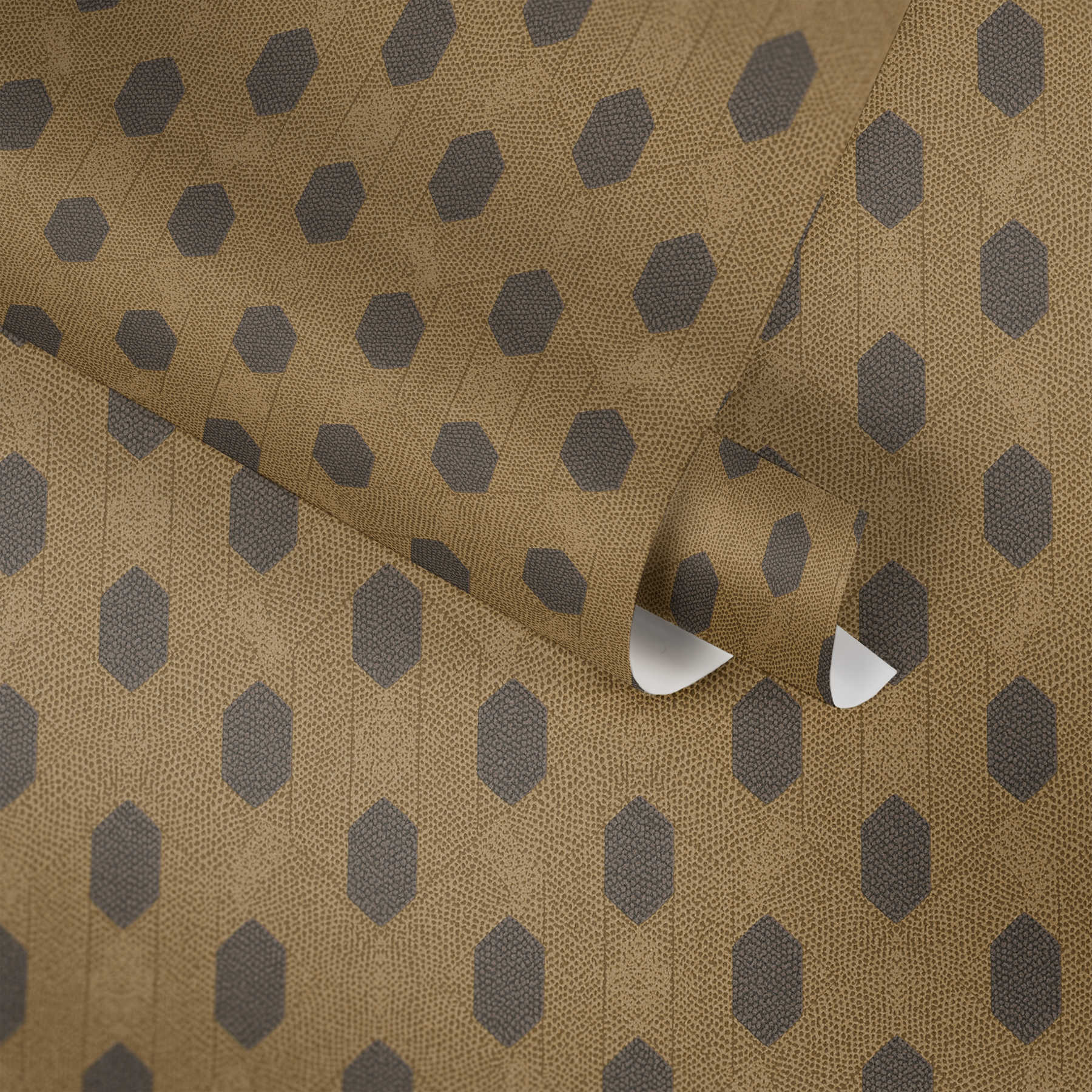             Non-woven wallpaper gold with geometric pattern - brown, gold, black
        