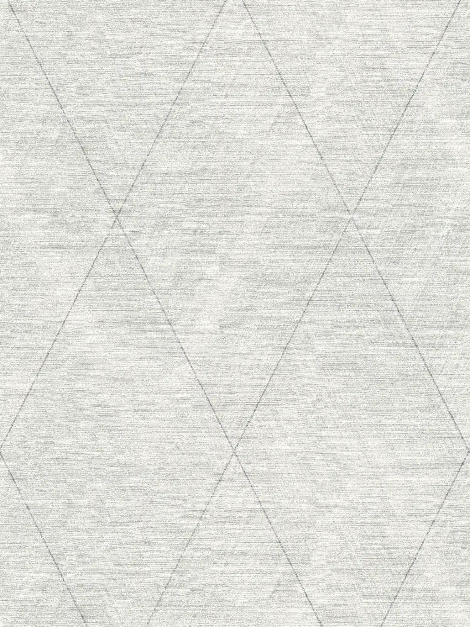             Carta da parati effetto tessuto con motivo a rombi - metallizzata, bianca
        