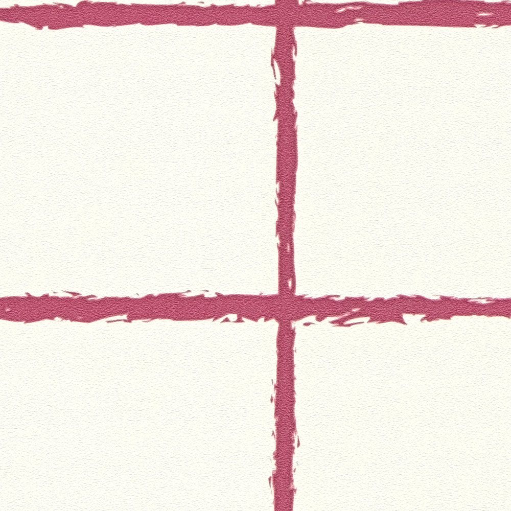             Papel pintado no tejido a cuadros con motivo de malla - rojo, blanco
        