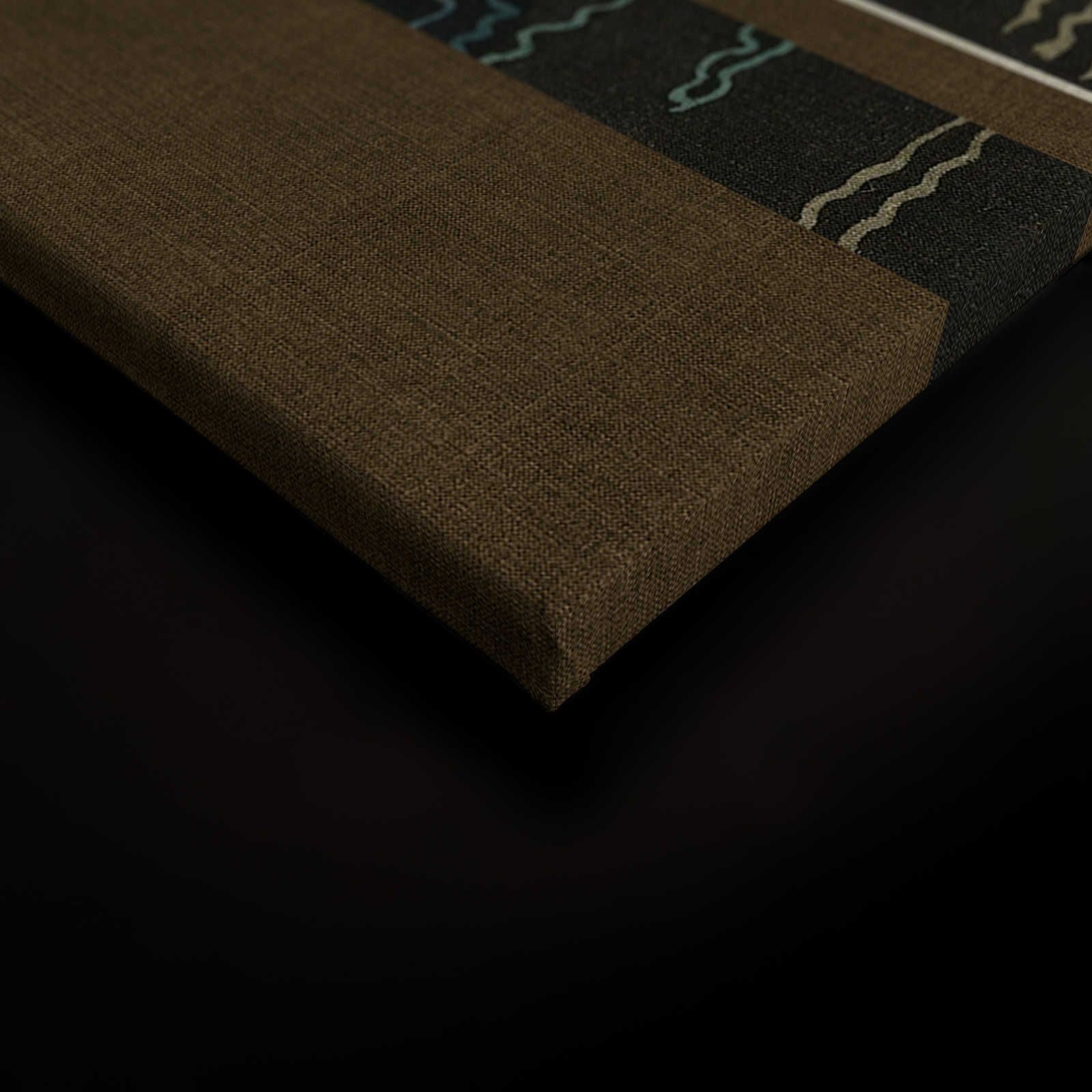             Adlon 4 - Quadro su tela nero-marrone dal design retrò asiatico - 0,90 m x 0,60 m
        