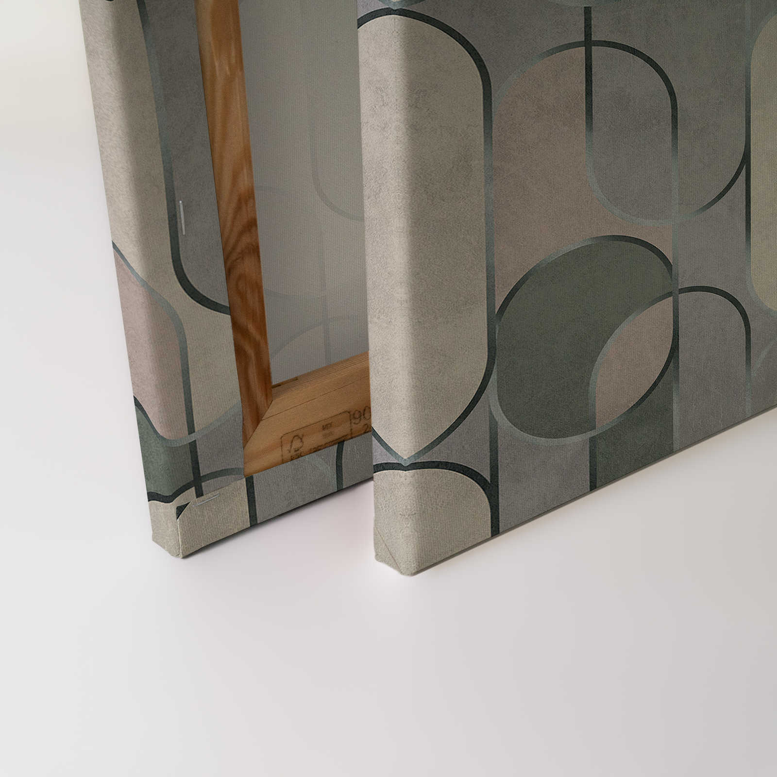            Ritz 2 - toile style rétro, gris & vert avec détails métalliques - 1,20 m x 0,80 m
        