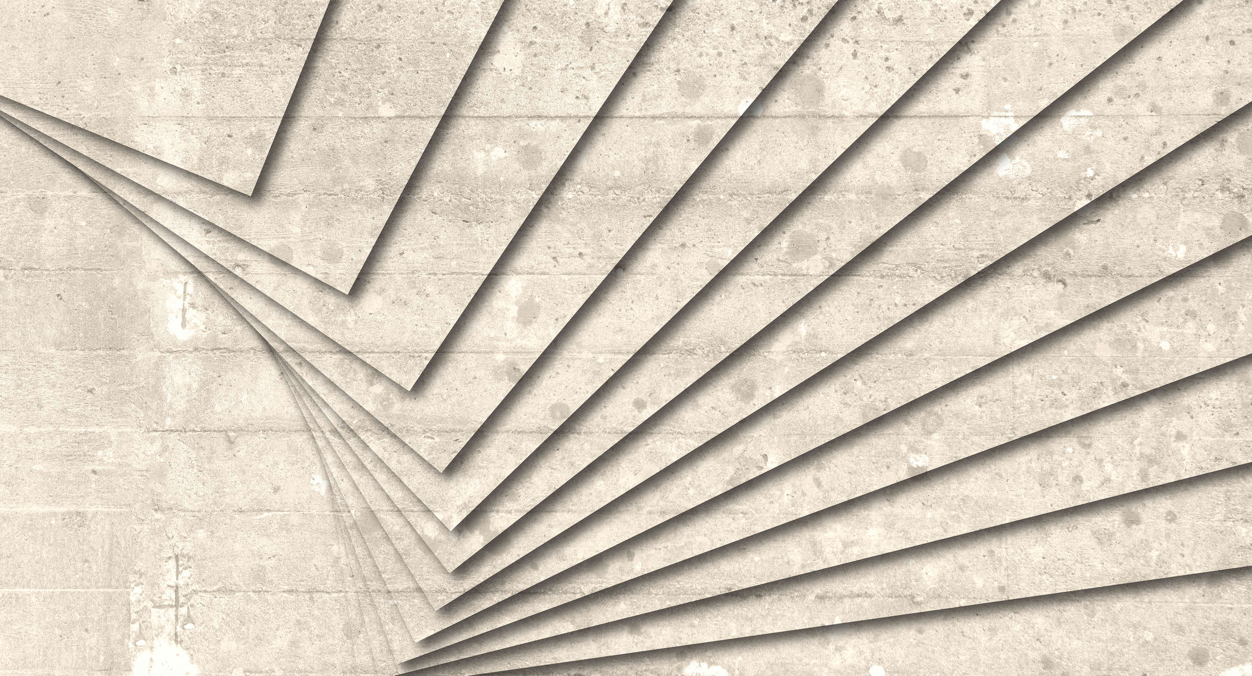             Carta da parati in cemento con design grafico rustico - Beige, bianco
        