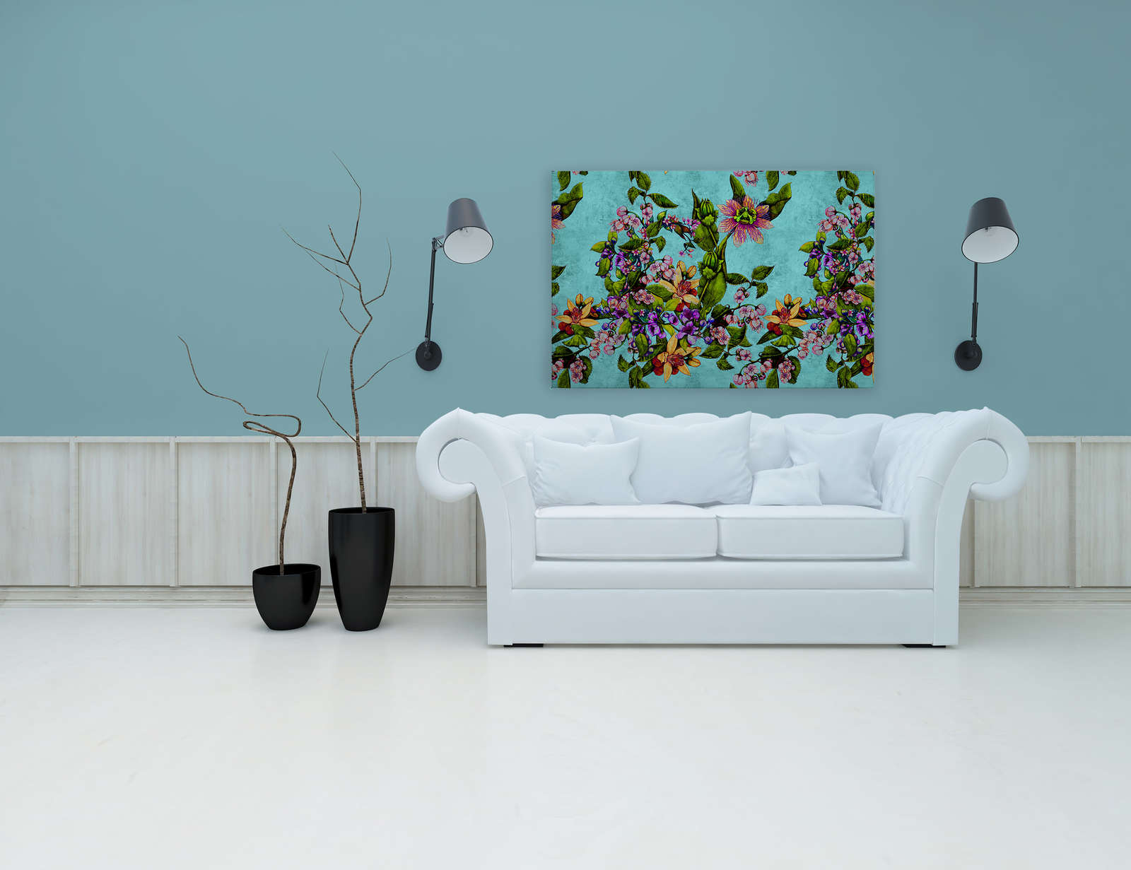             Tropical Passion 1 - Quadro su tela con motivi floreali - 1,20 m x 0,80 m
        