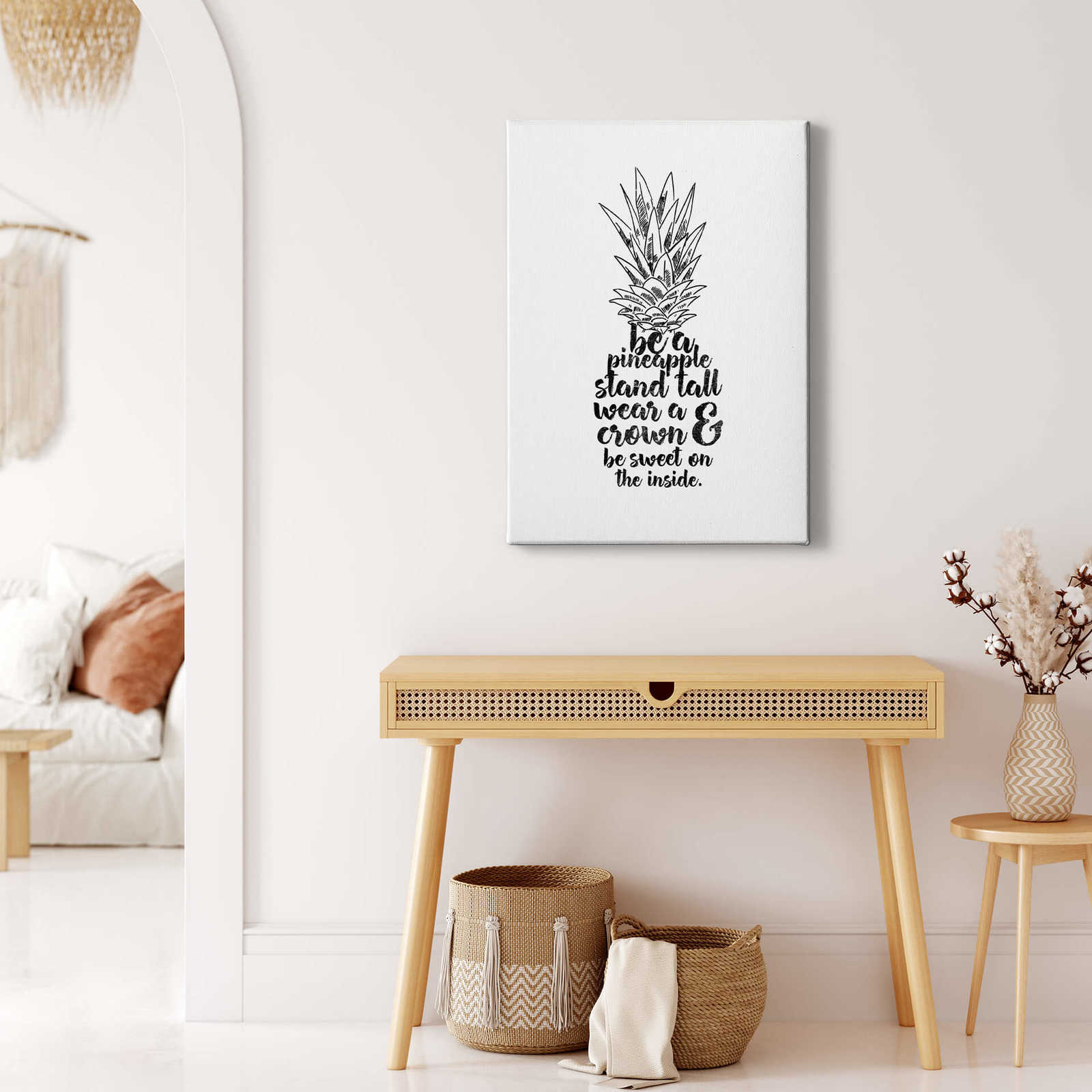             Canvas print pineapple of words – black and white
        