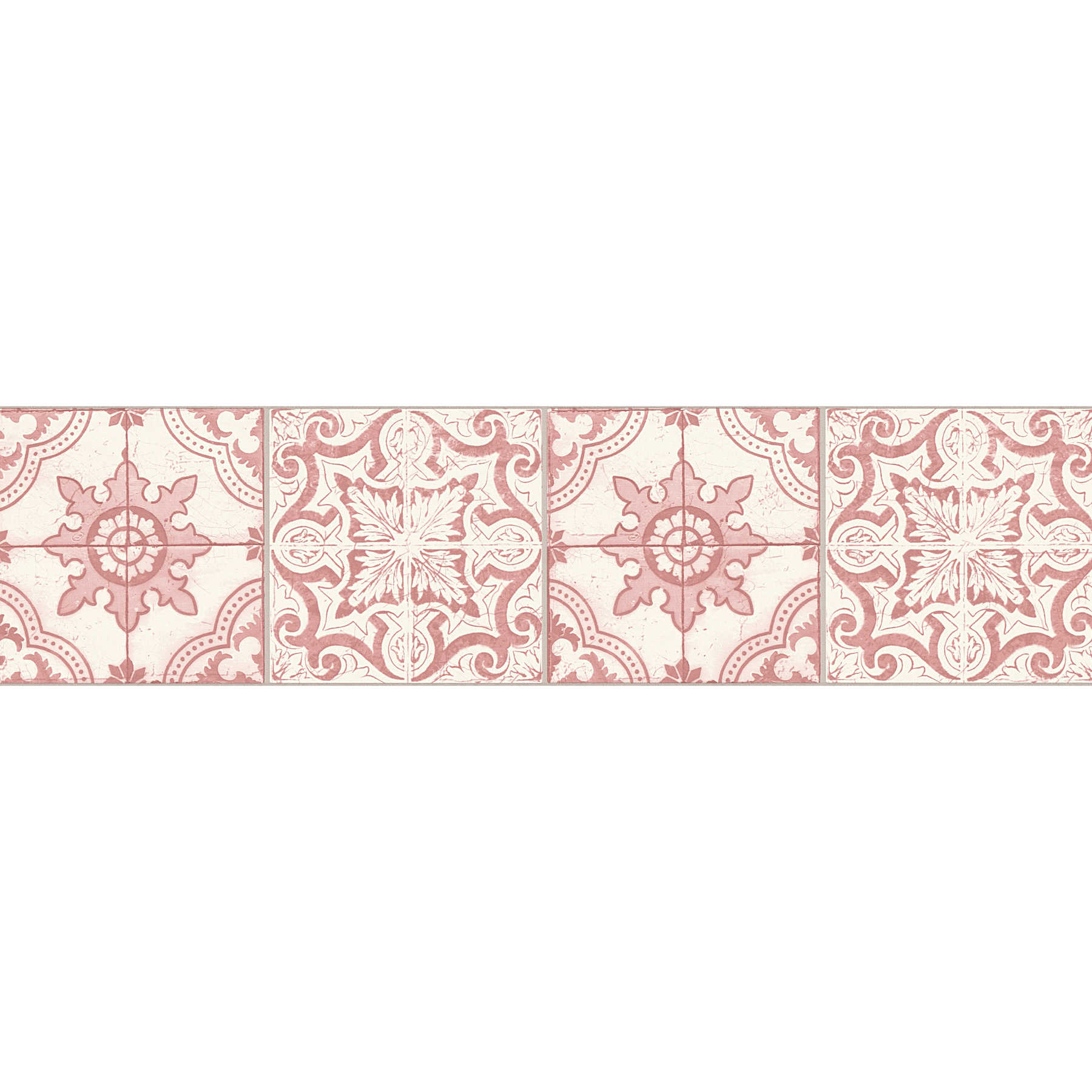         Tile look wallpaper border in vintag style - red, white
    