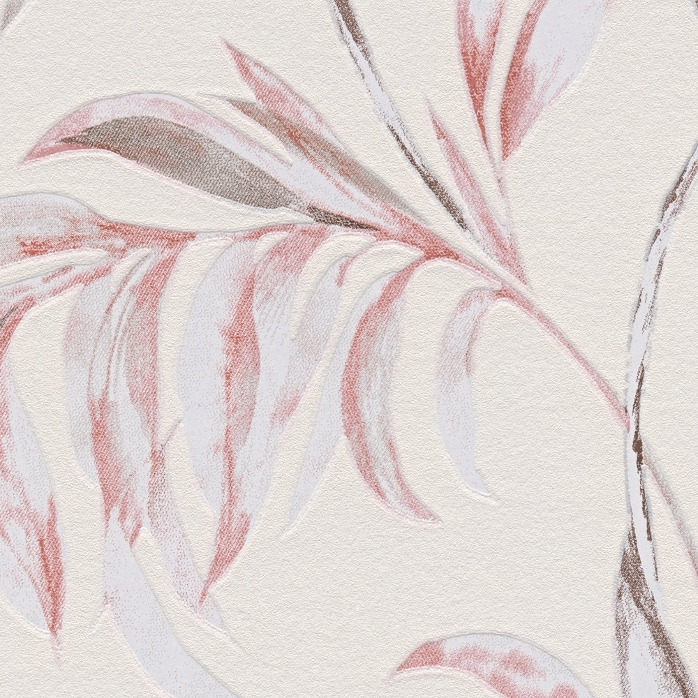             Leaves vines non-woven wallpaper natural design - beige, pink
        