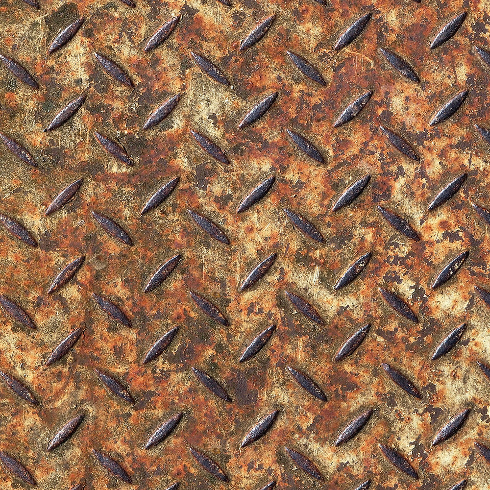             Papel pintado con motivo de chapa de acero industrial con patrón de diamantes - marrón
        