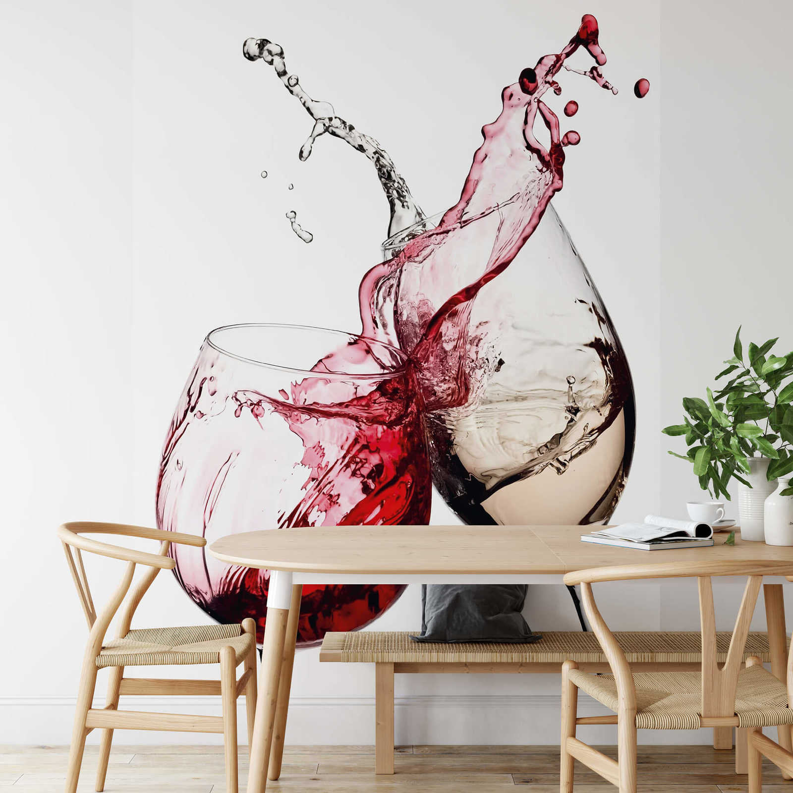             Papel pintado de vino Copas de vino blanco y rojo
        